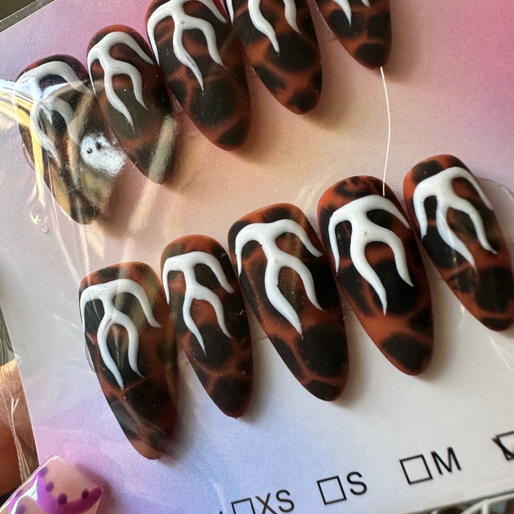Black and Brown Flame Press-On Nails
